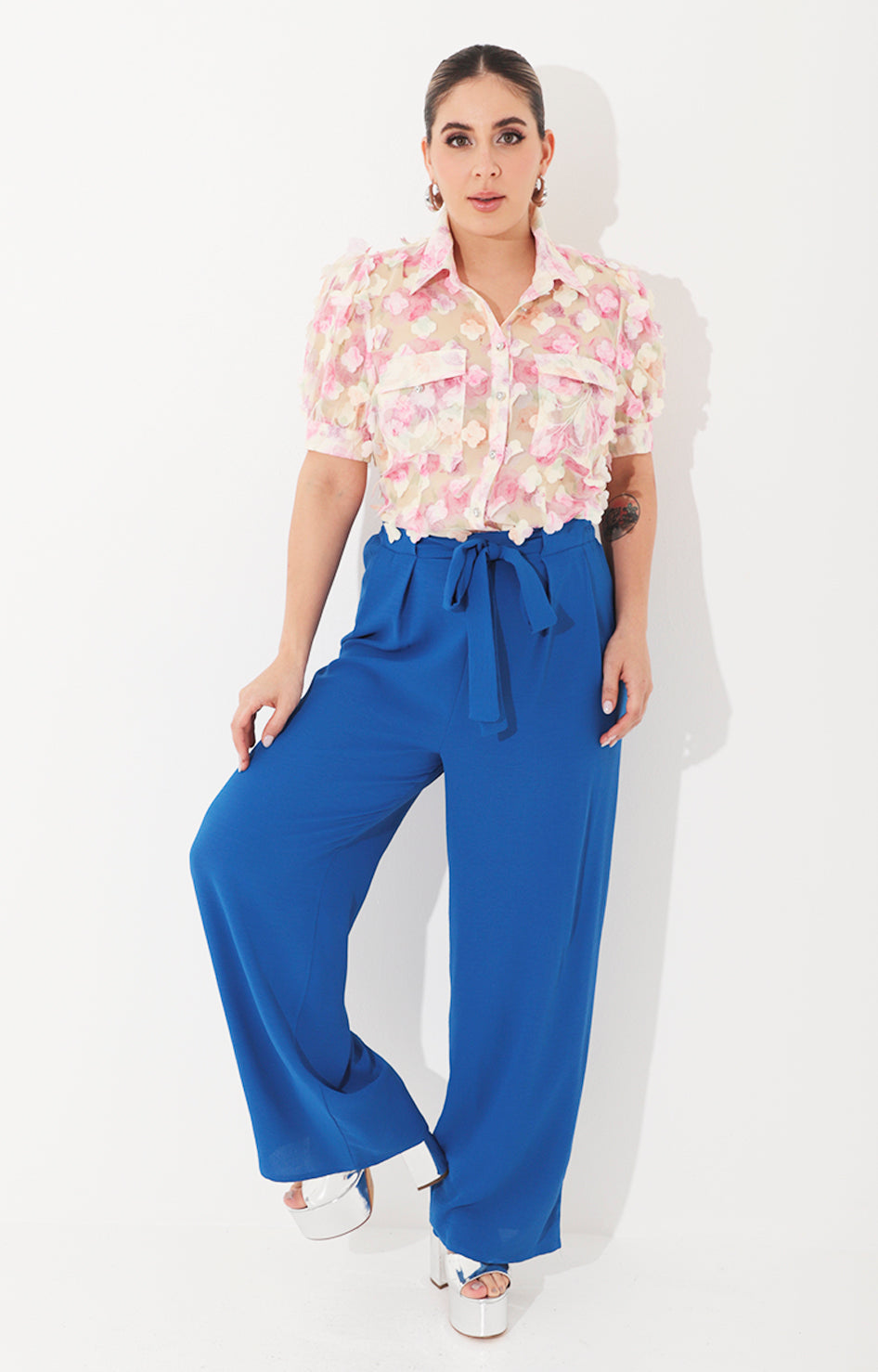 Pantalón azul rey con lazo - Boutiquemirel