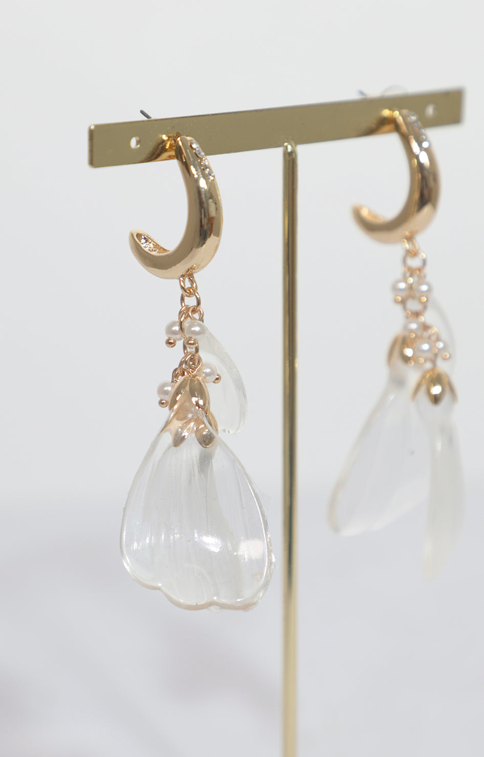 Aretes transparentes largos con dorado - ARETE Boutiquemirel 