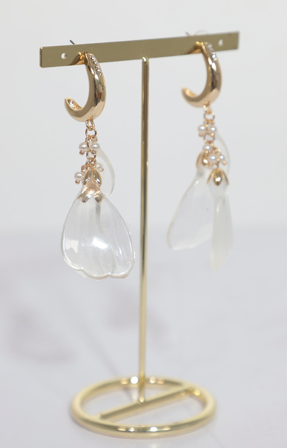 Aretes transparentes largos con dorado - ARETE Boutiquemirel 