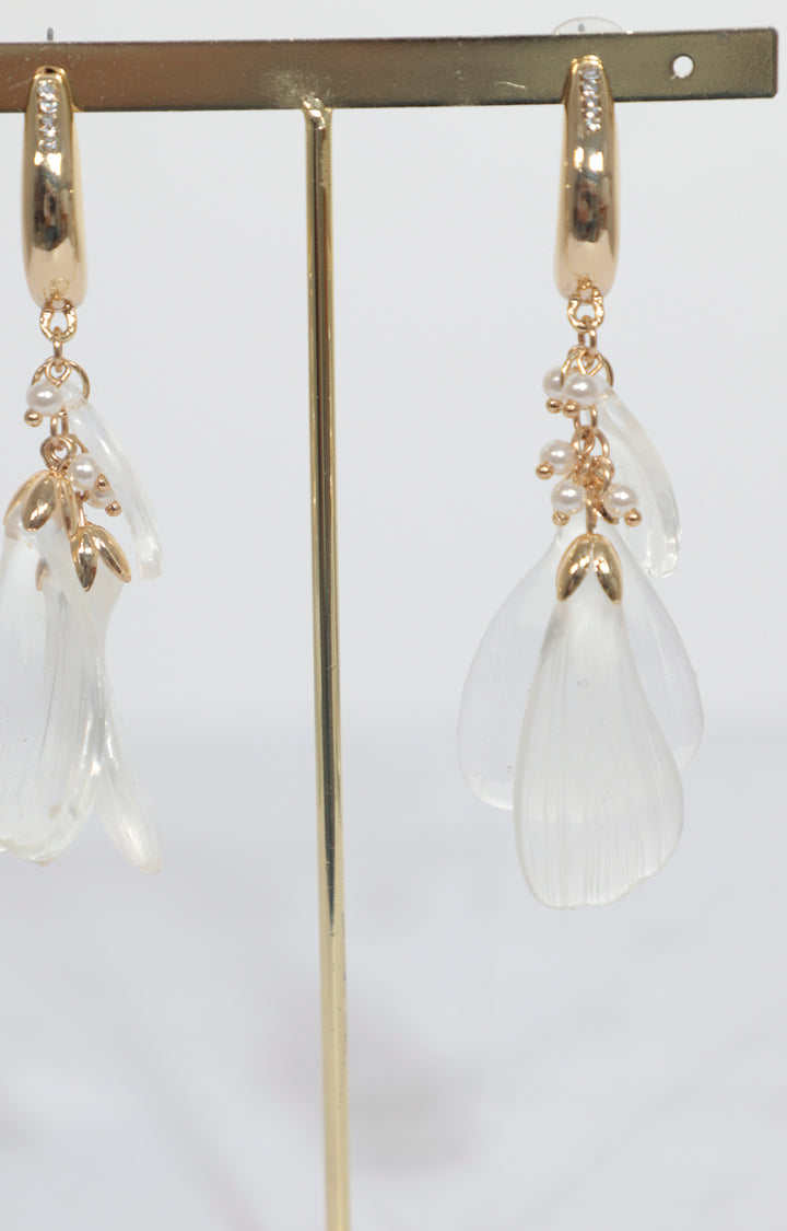 Aretes transparentes largos con dorado - ARETE Boutiquemirel 