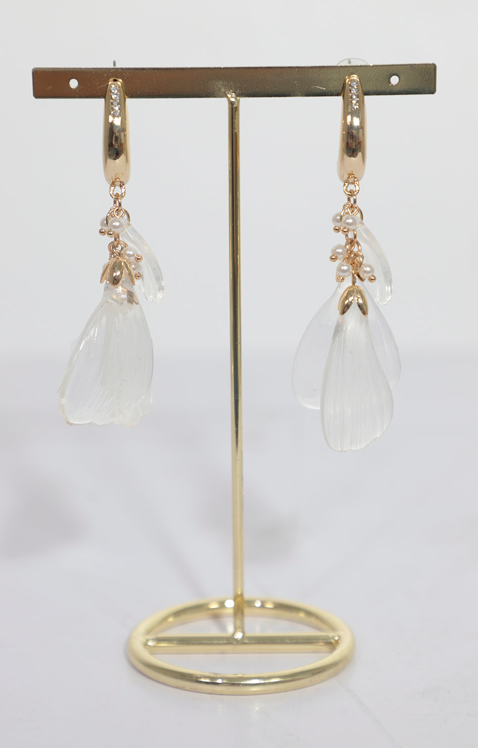 Aretes transparentes largos con dorado - ARETE Boutiquemirel 