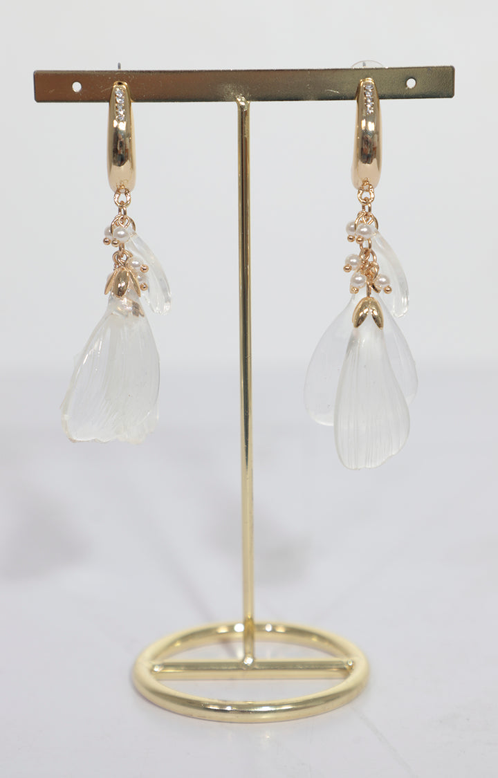 Aretes transparentes largos con dorado - ARETE Boutiquemirel 
