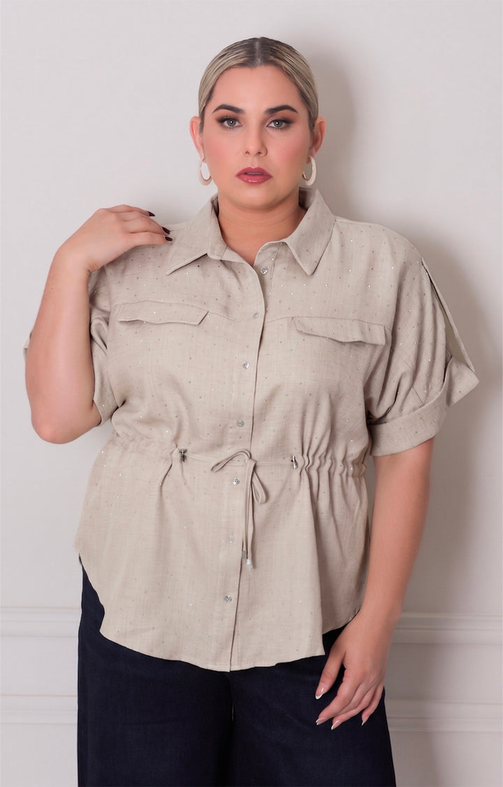 Blusa con brillos y lazo - BLUSAS CURVY Boutiquemirel 