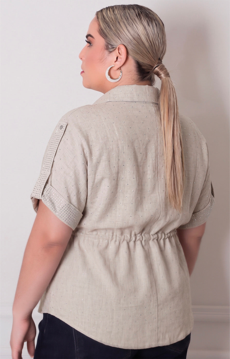 Blusa con brillos y lazo - BLUSAS CURVY Boutiquemirel 