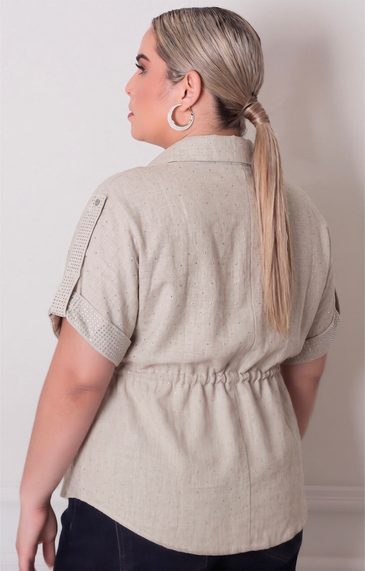 Blusa con brillos y lazo - BLUSAS CURVY Boutiquemirel 