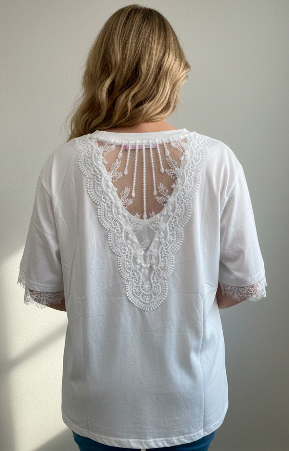 Blusa blanca corazón azul - BLUSA CURVY Boutiquemirel 