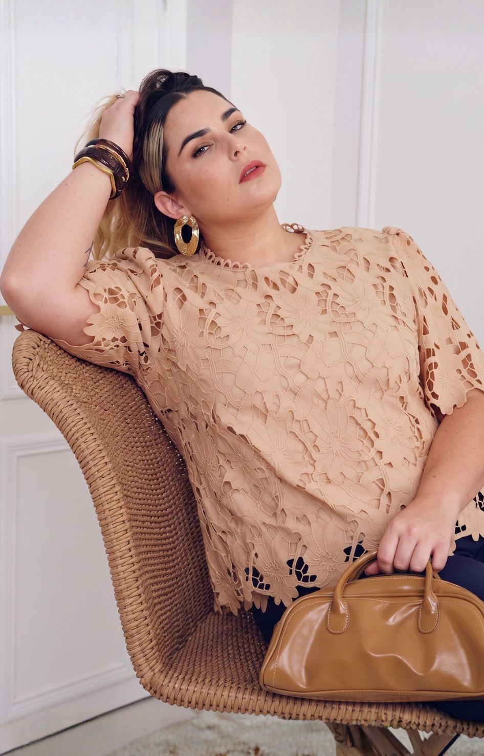 Blusa nude de guipiur