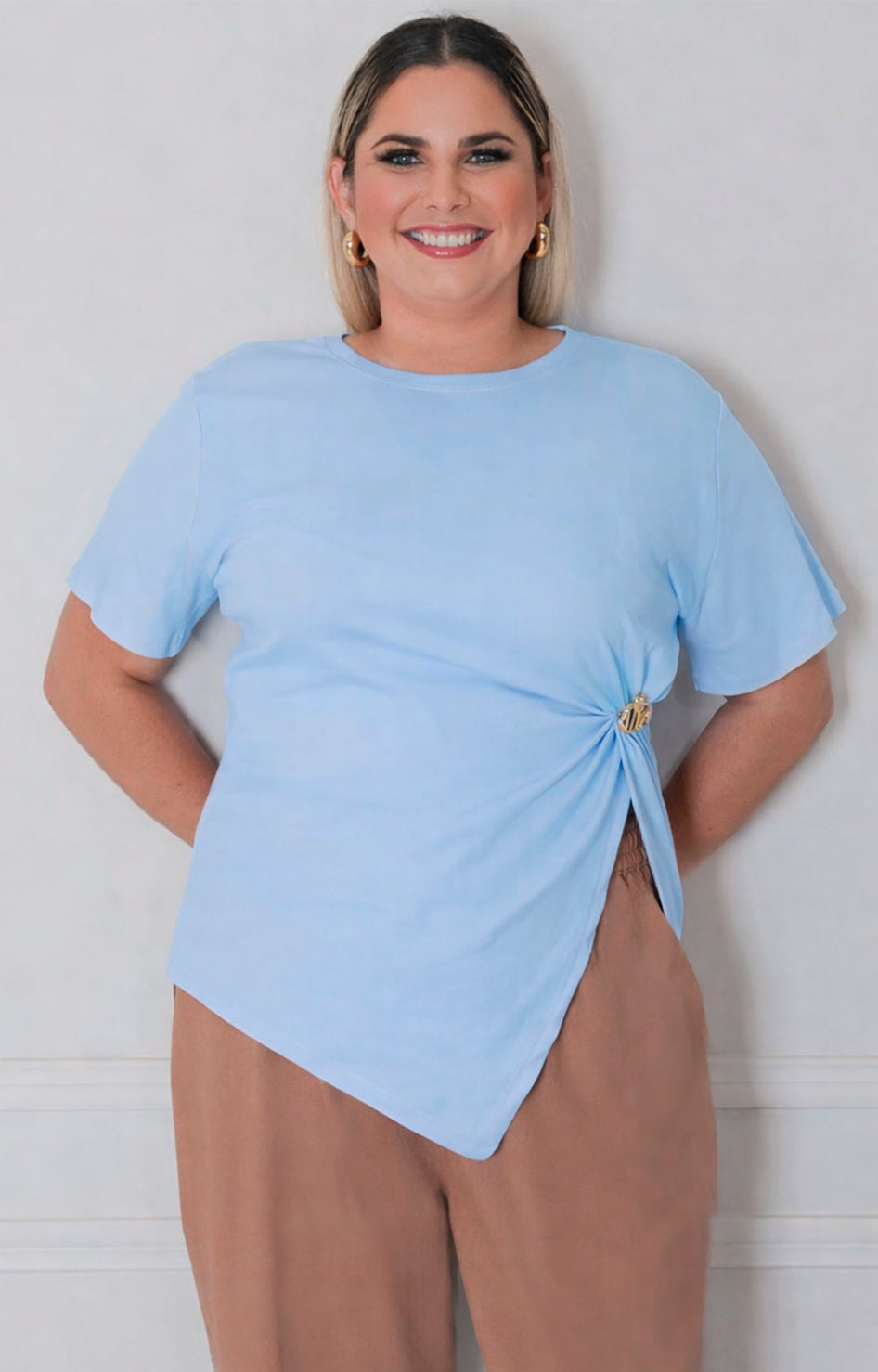 Blusa amarillo con fruncido - BLUSAS CURVY Boutiquemirel 