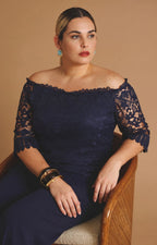 Blusa azul marino de guipiur
