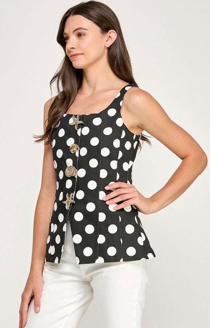 Blusa negra polkadot