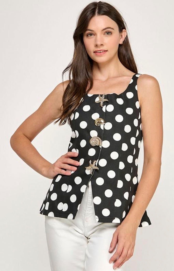 Blusa negra polkadot