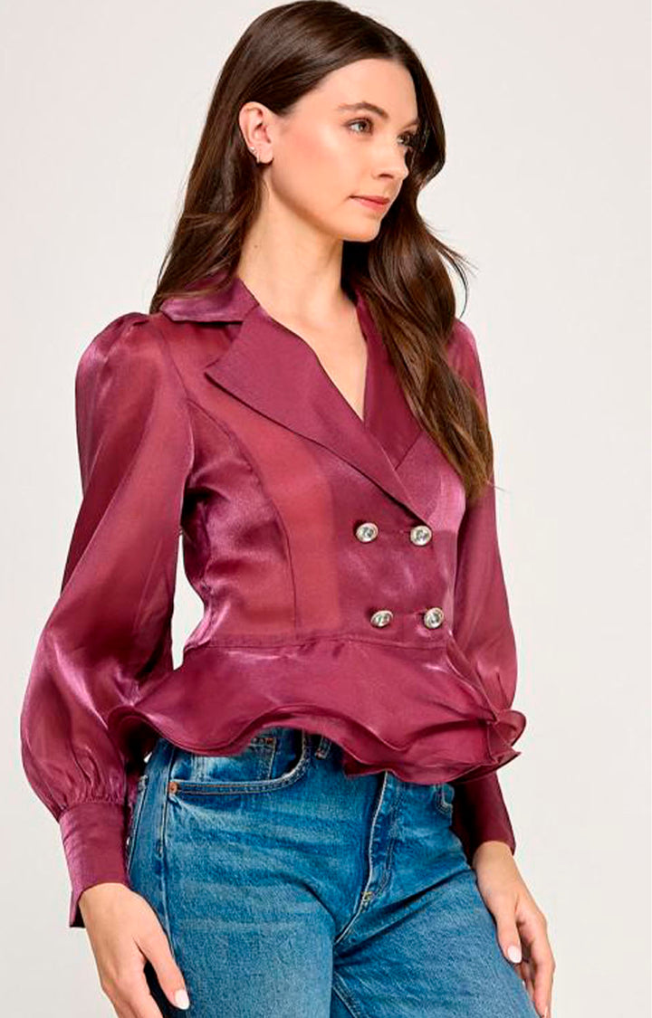 Blusa magenta de manga larga