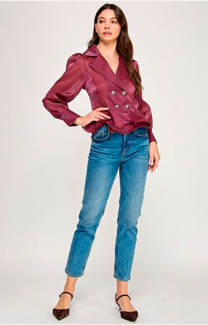 Blusa magenta de manga larga