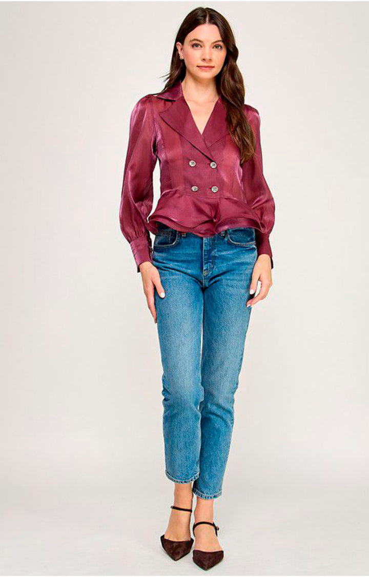 Blusa magenta de manga larga