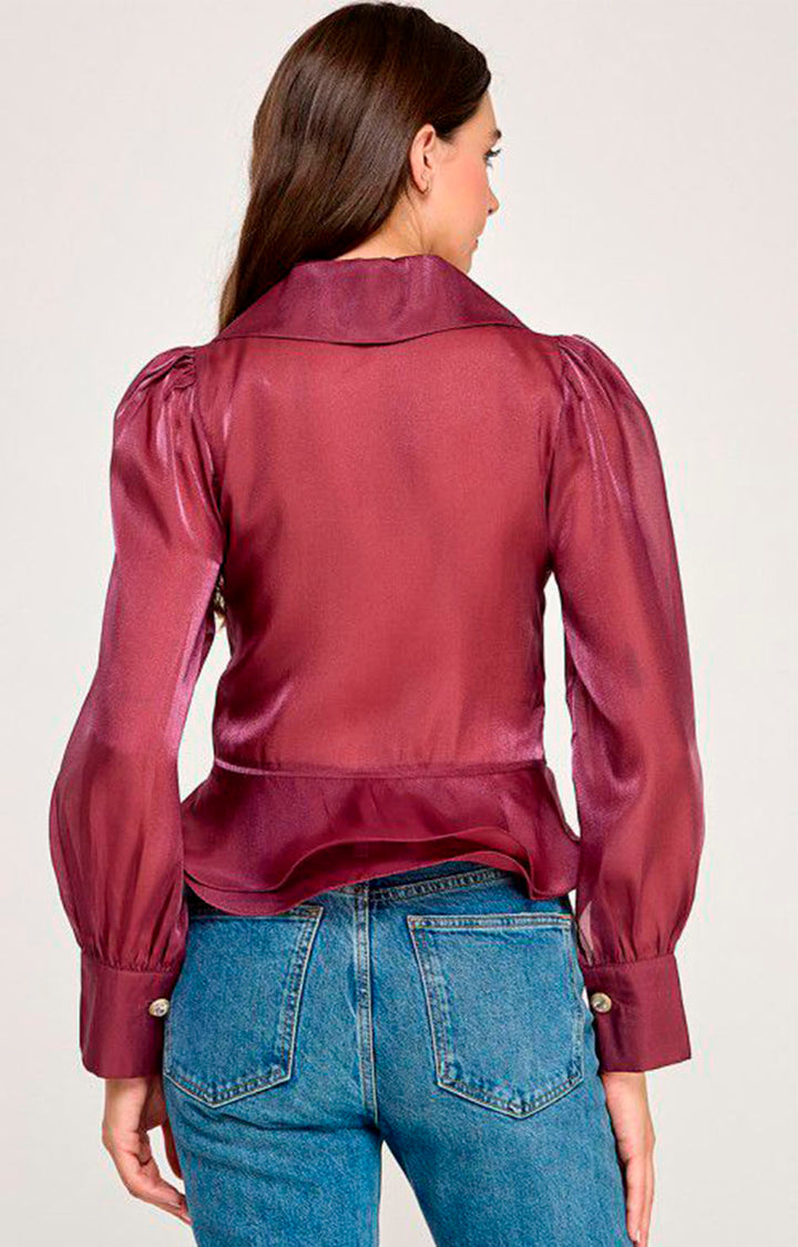 Blusa magenta de manga larga