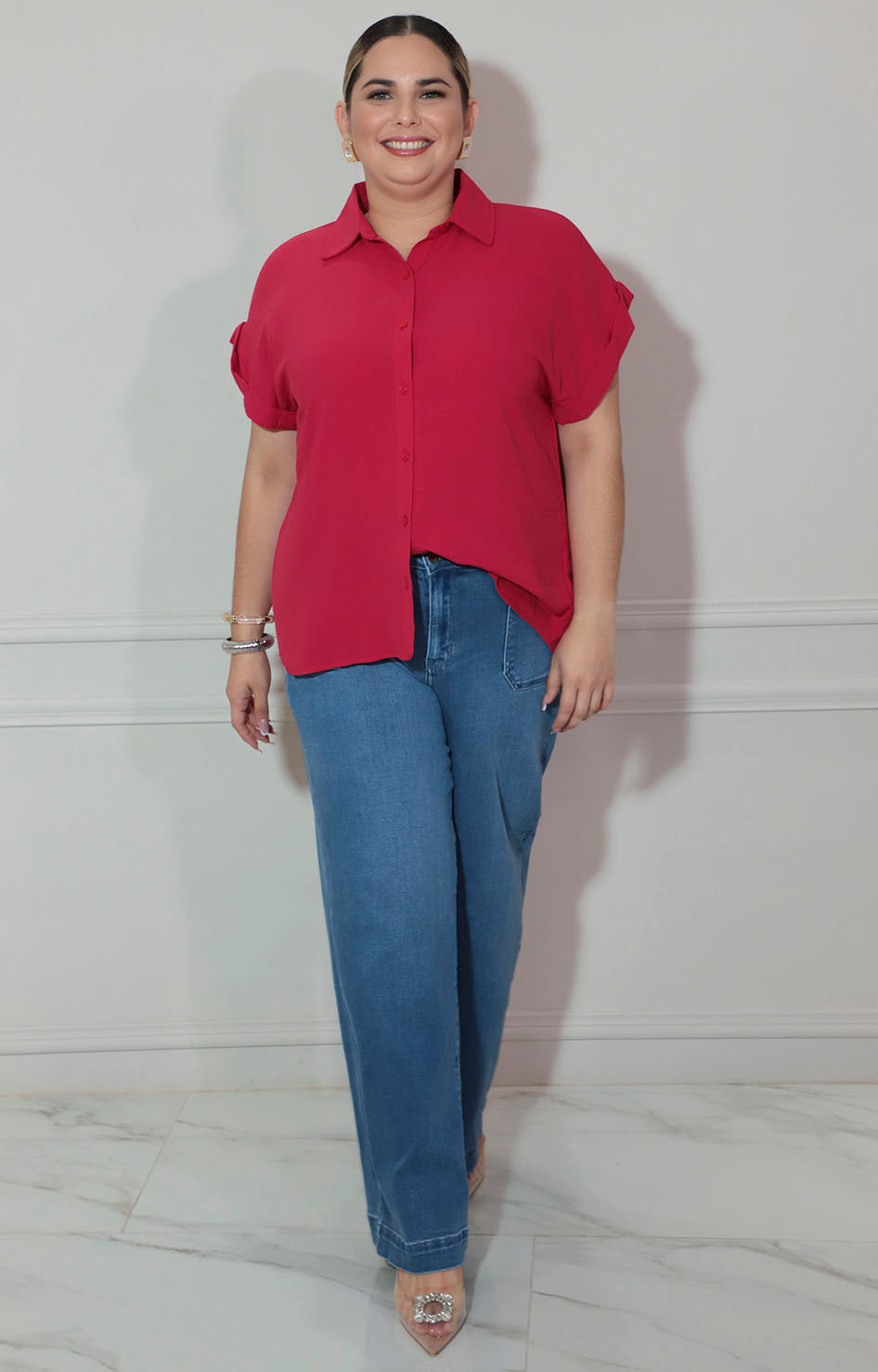 Blusa camisera roja - BLUSA XL Boutiquemirel 