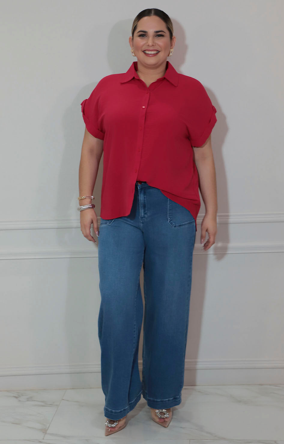 Blusa camisera roja - BLUSA XL Boutiquemirel 