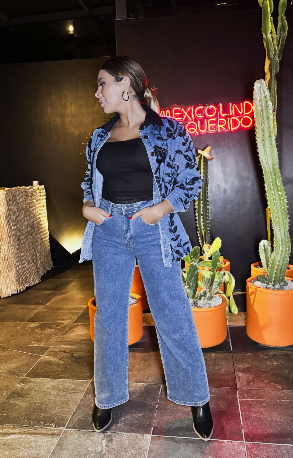 Blusa denim bordada - BLUSA Boutiquemirel 