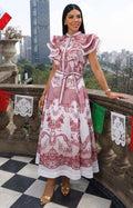 Conjunto con estampado barroco y volantes