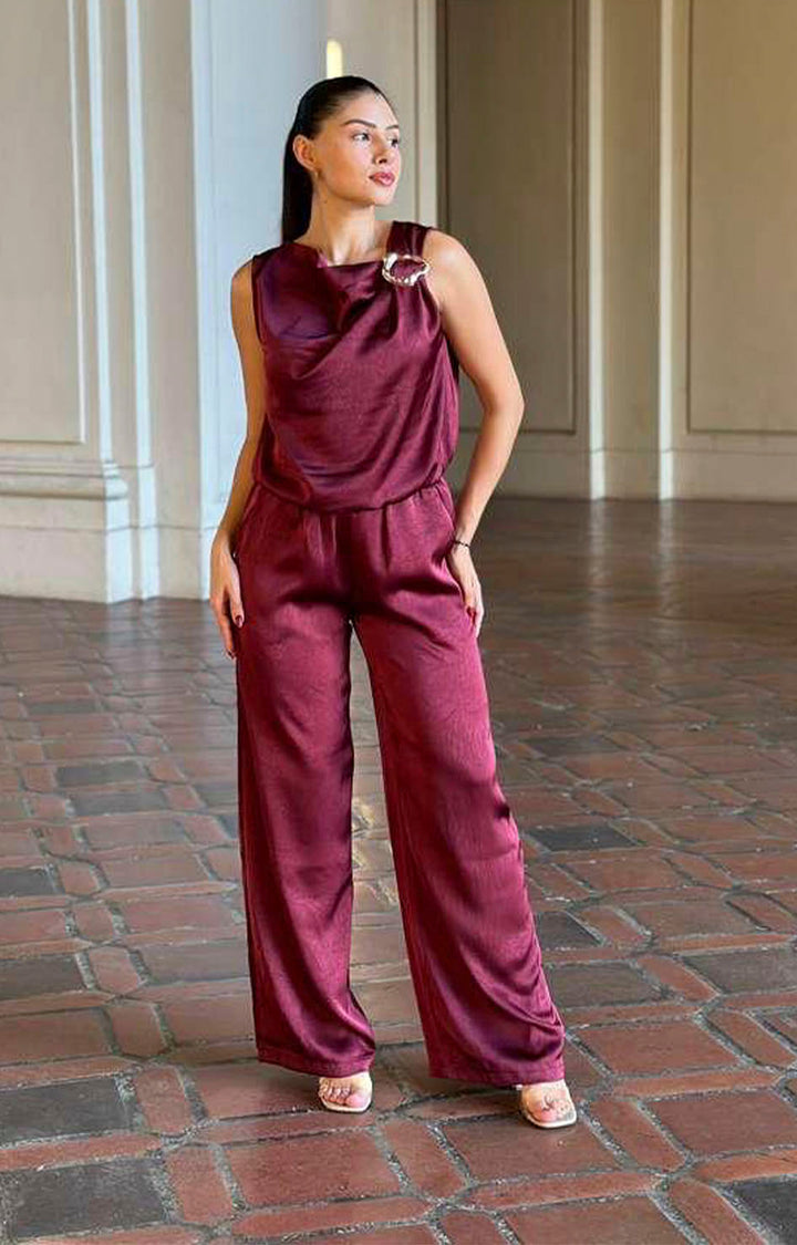 Conjunto vino satinado