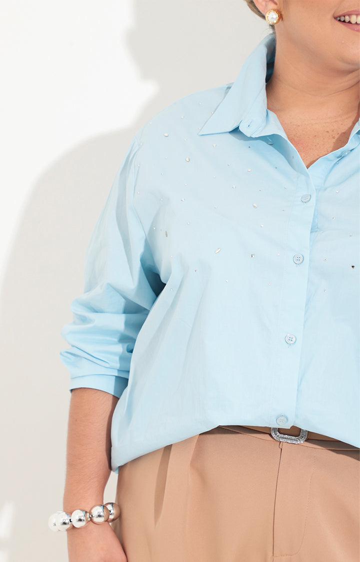 Camisera azul con brillos - BLUSA Boutiquemirel 
