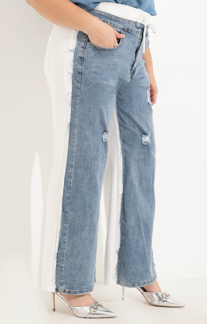 Pantalon de mezclilla con blanco - PANTALON Boutiquemirel 