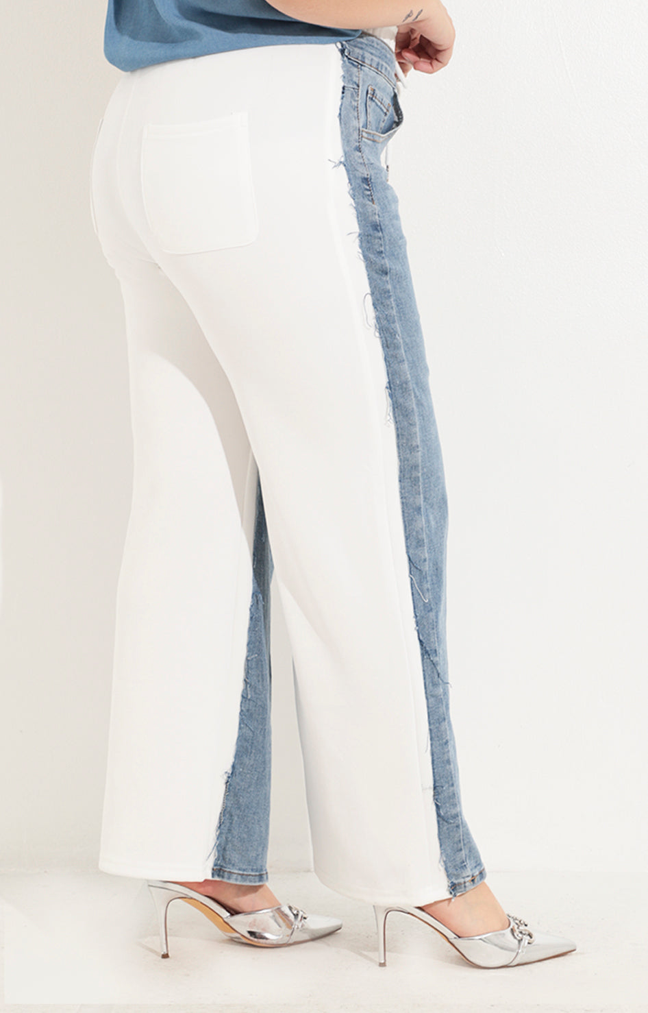 Pantalon de mezclilla con blanco - PANTALON Boutiquemirel 