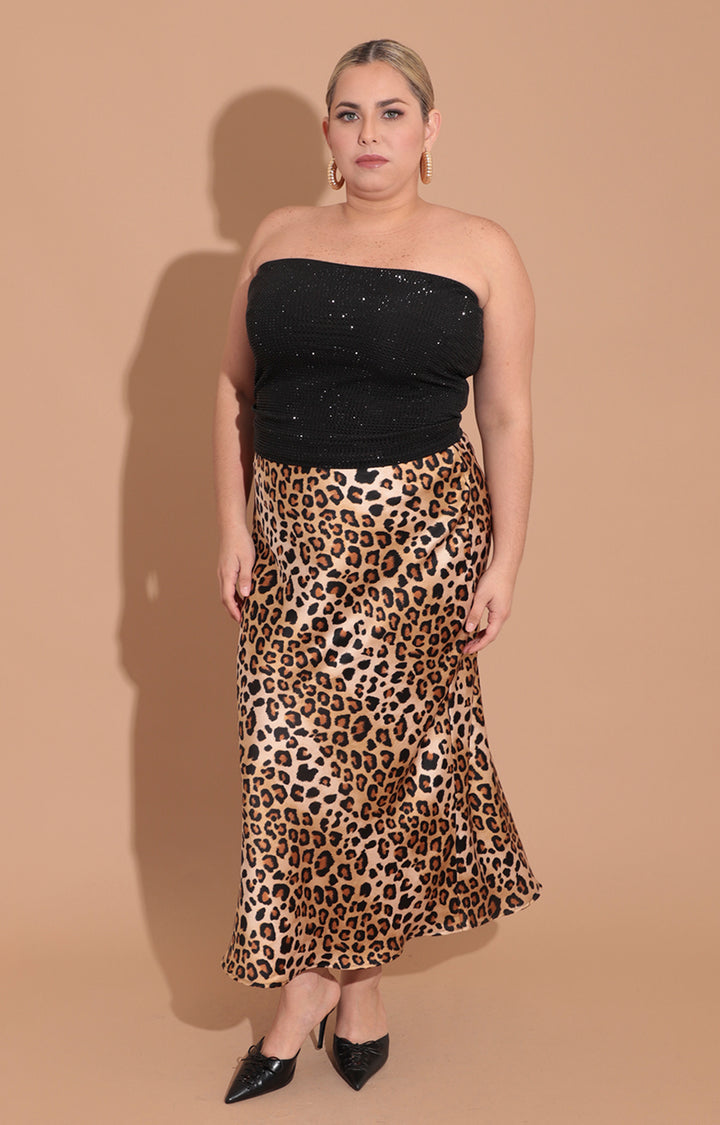 Falda estampada en cafe - FALDA Boutiquemirel 