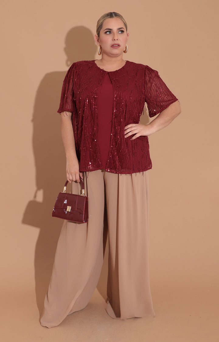 Blusa vino de lentejuela - BLUSA Boutiquemirel 