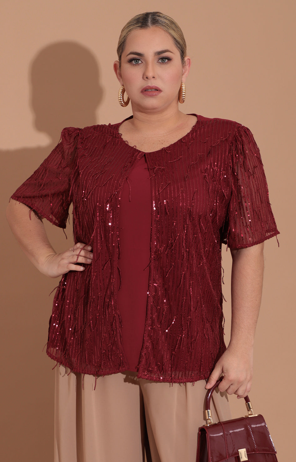 Blusa vino de lentejuela - BLUSA Boutiquemirel 
