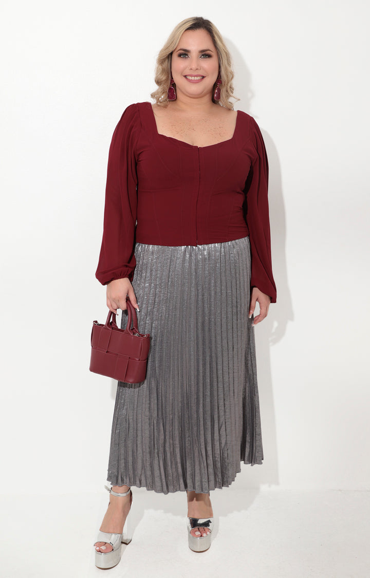 Falda plisada plata - FALDA Boutiquemirel 