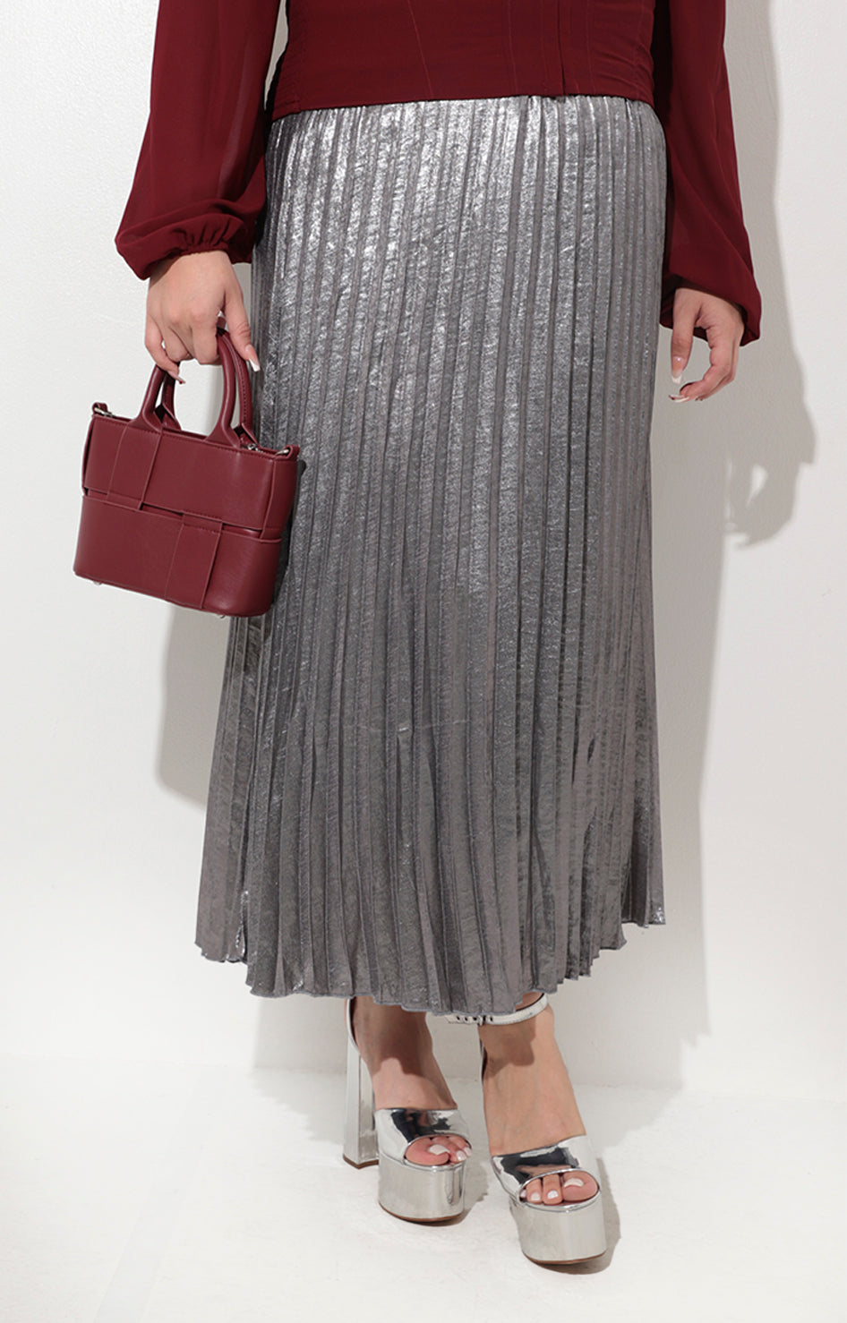 Falda plisada plata - FALDA Boutiquemirel 