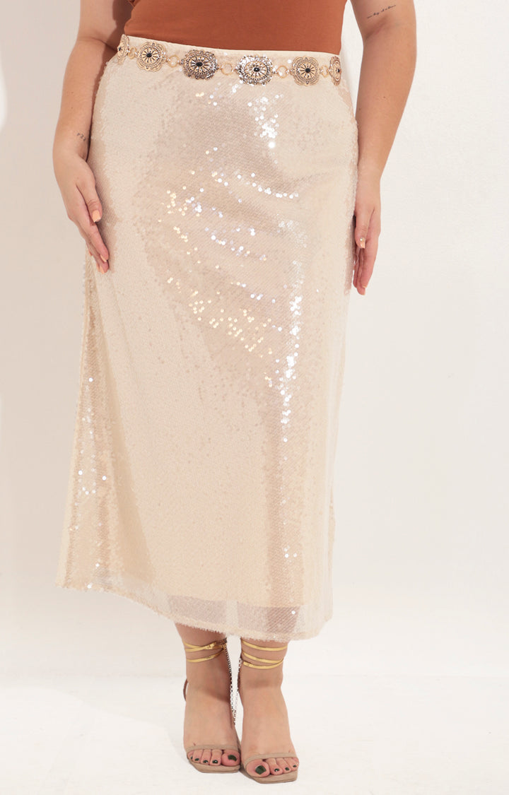 Falda de lentejuela beige - FALDA Boutiquemirel 