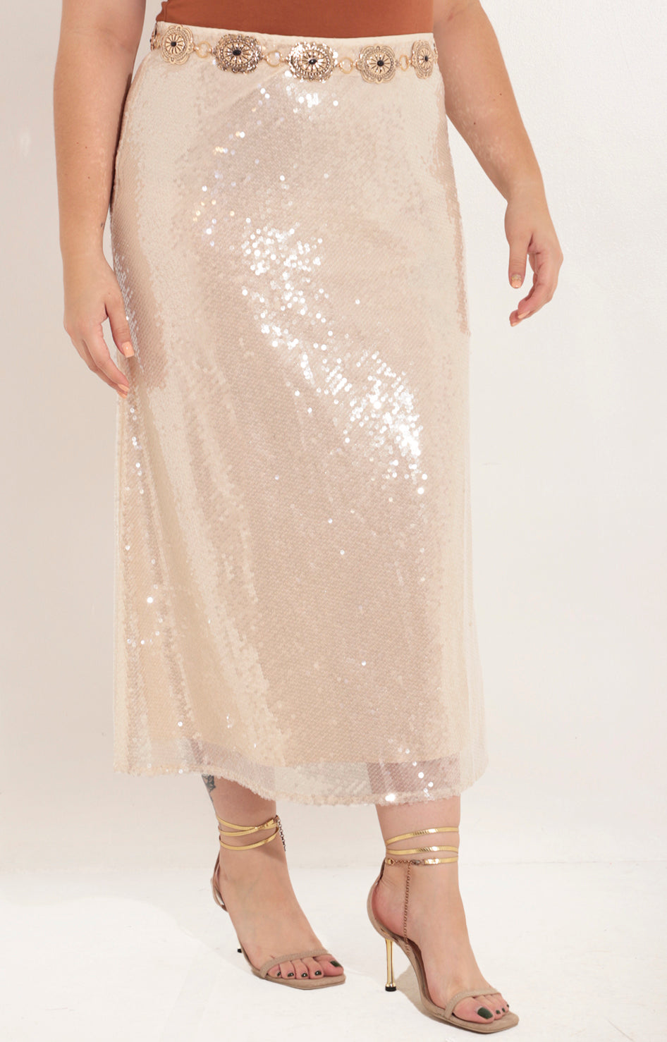 Falda de lentejuela beige - FALDA Boutiquemirel 