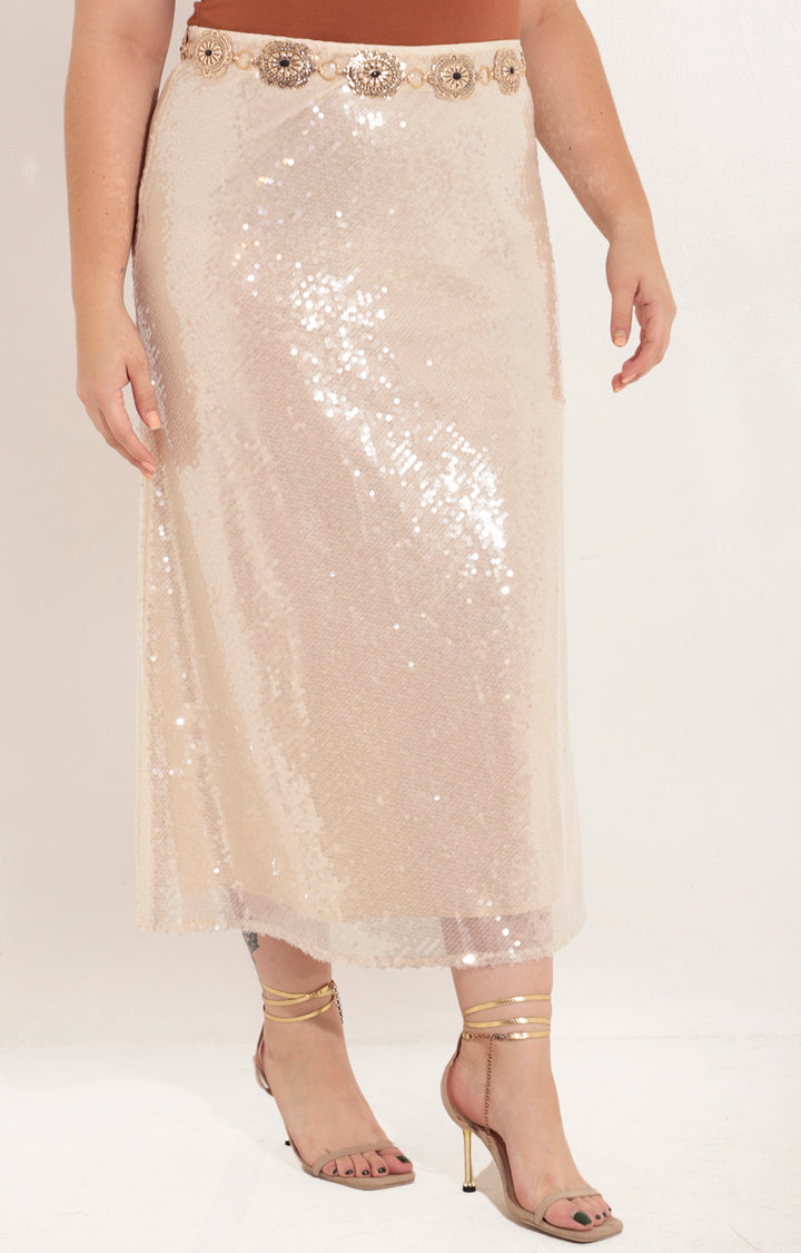 Falda de lentejuela beige - FALDA Boutiquemirel 