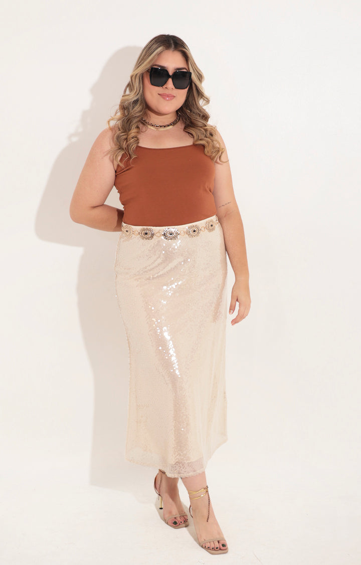 Falda de lentejuela beige - FALDA Boutiquemirel 