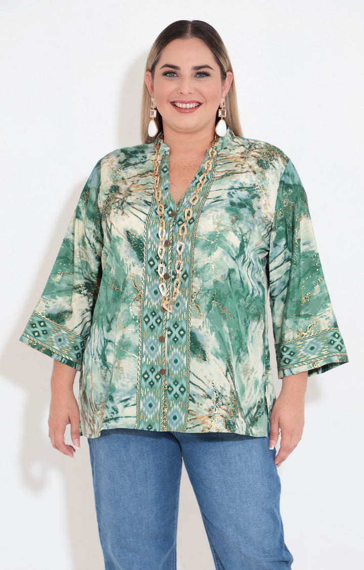 Blusa verde estampada - BLUSA XL Boutiquemirel 