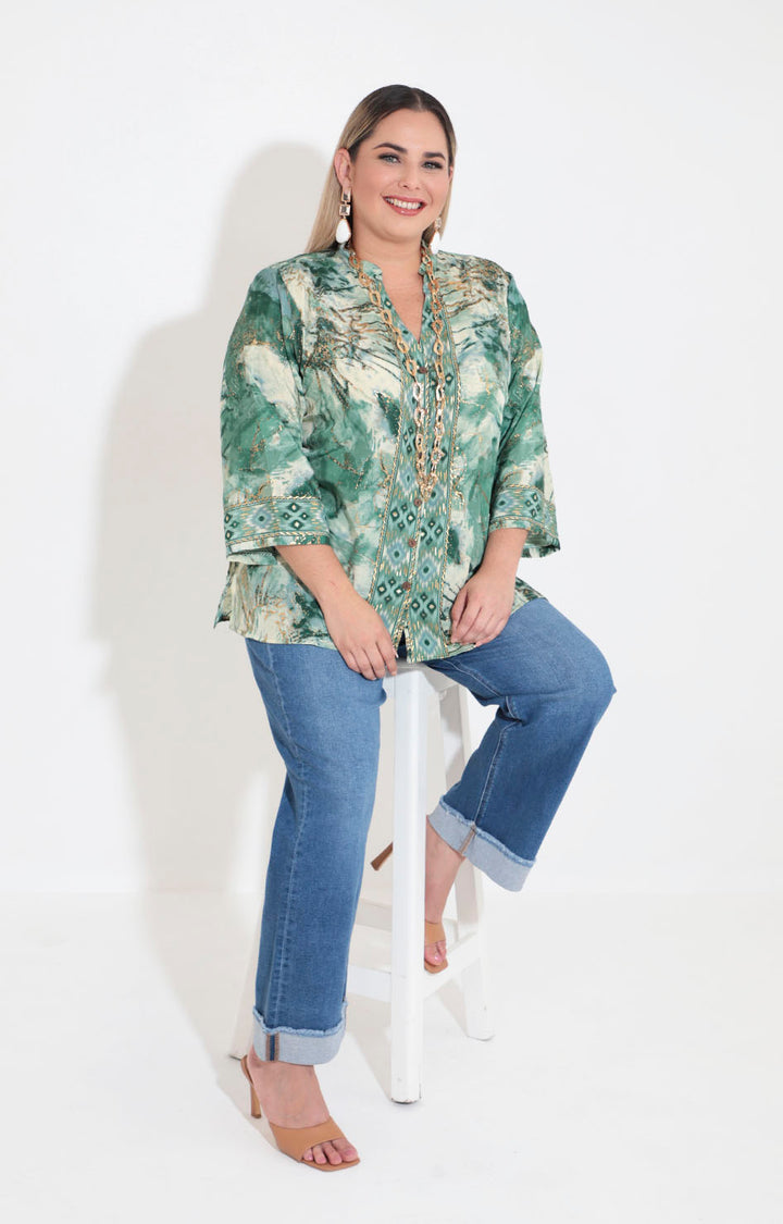 Blusa verde estampada - BLUSA XL Boutiquemirel 