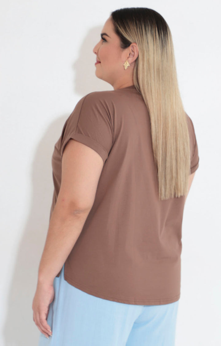 Blusa cafe estampada - BLUSA Boutiquemirel 