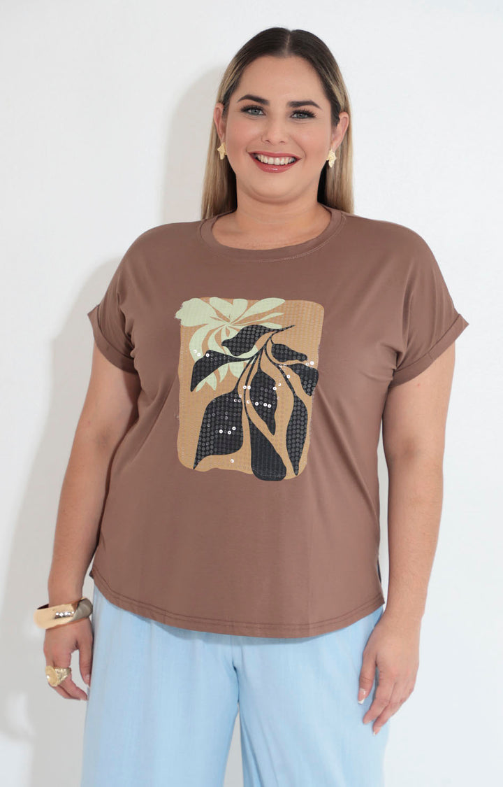 Blusa cafe estampada - BLUSA Boutiquemirel 