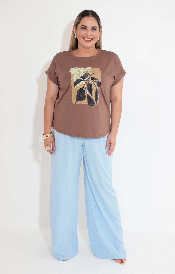 Blusa cafe estampada - BLUSA Boutiquemirel 