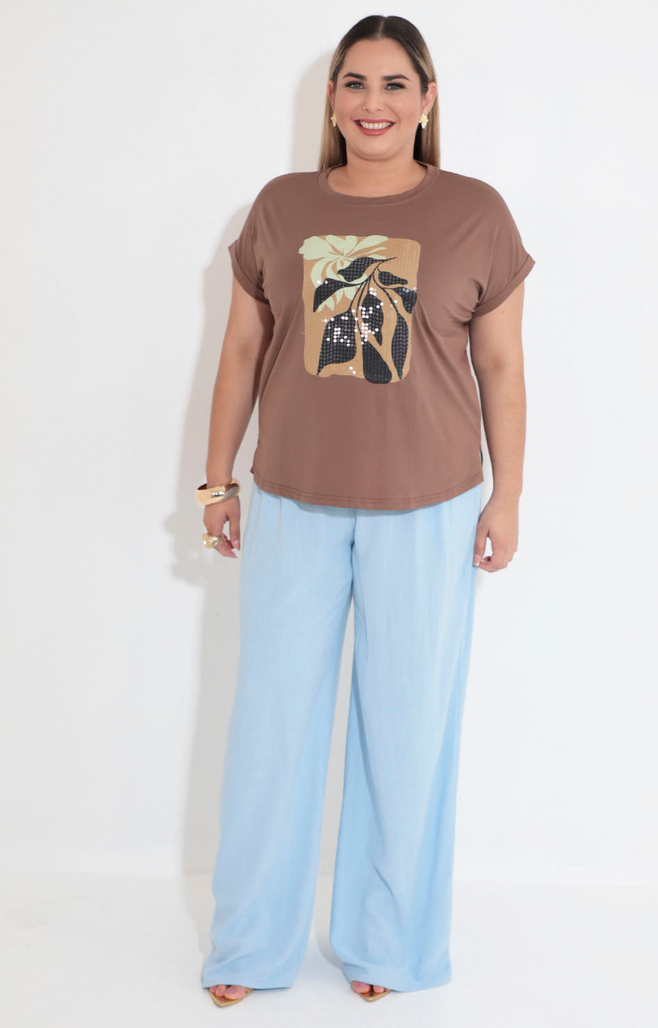 Blusa cafe estampada - BLUSA Boutiquemirel 