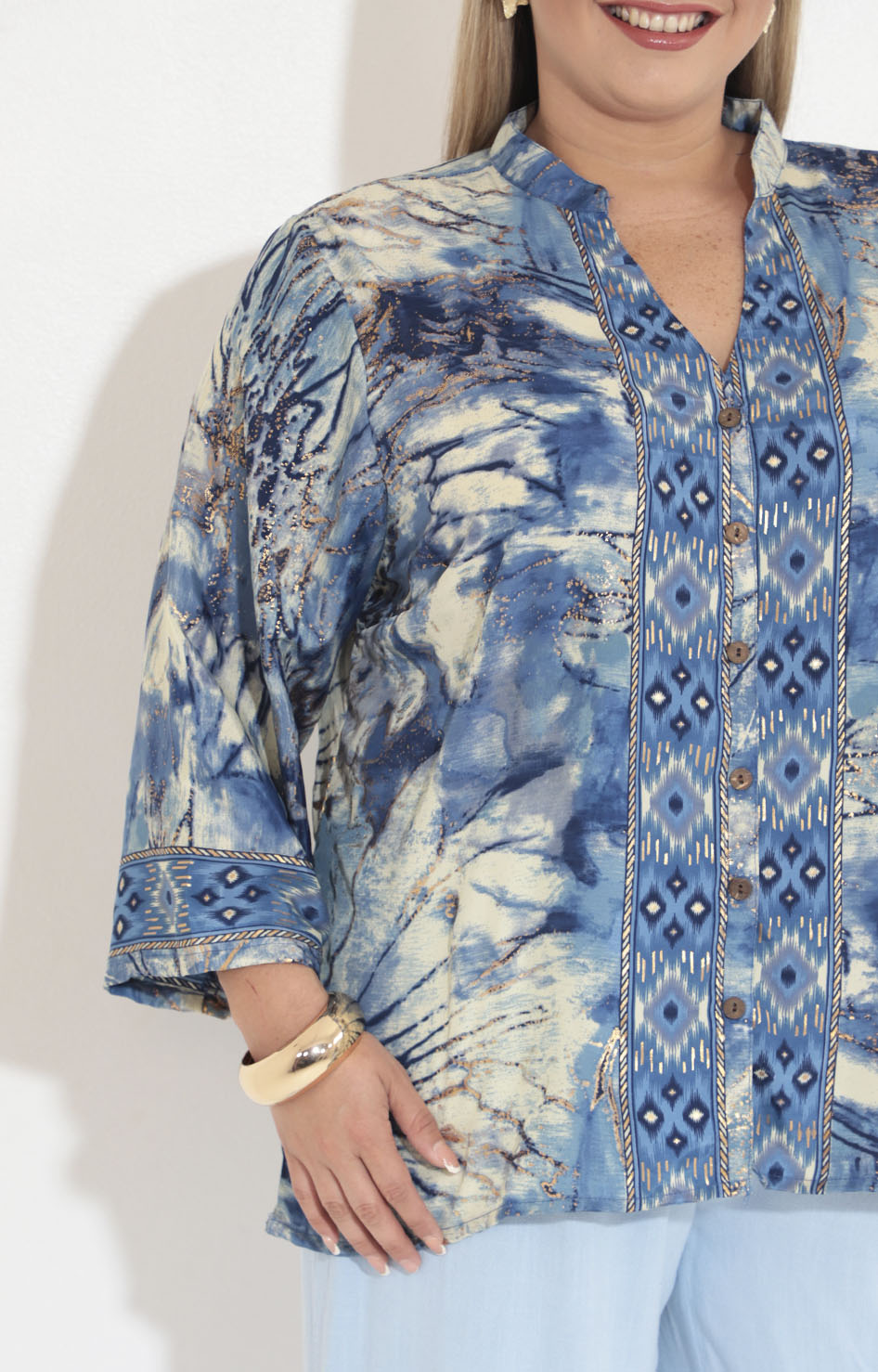 Blusa azul estampada - BLUSA XL Boutiquemirel 