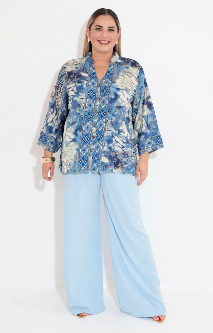 Blusa azul estampada - BLUSA XL Boutiquemirel 