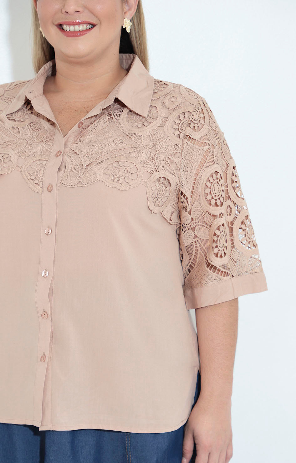Blusa beige guipur - BLUSA XL Boutiquemirel 