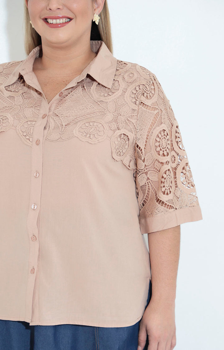 Blusa beige guipur - BLUSA XL Boutiquemirel 