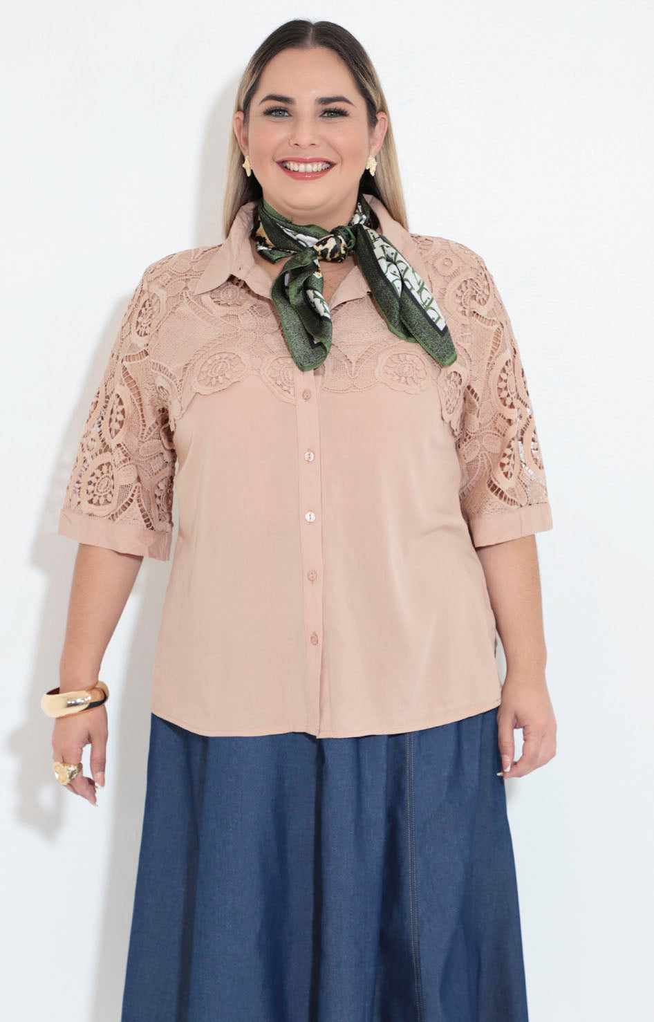 Blusa beige guipur - BLUSA XL Boutiquemirel 