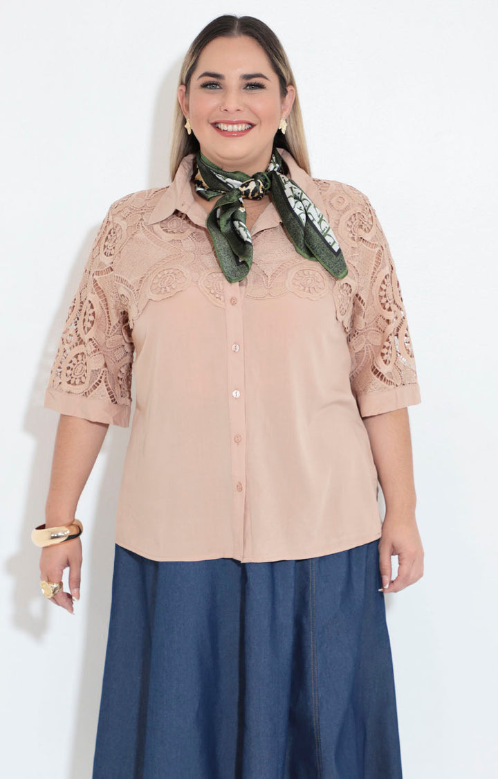 Blusa beige guipur - BLUSA XL Boutiquemirel 