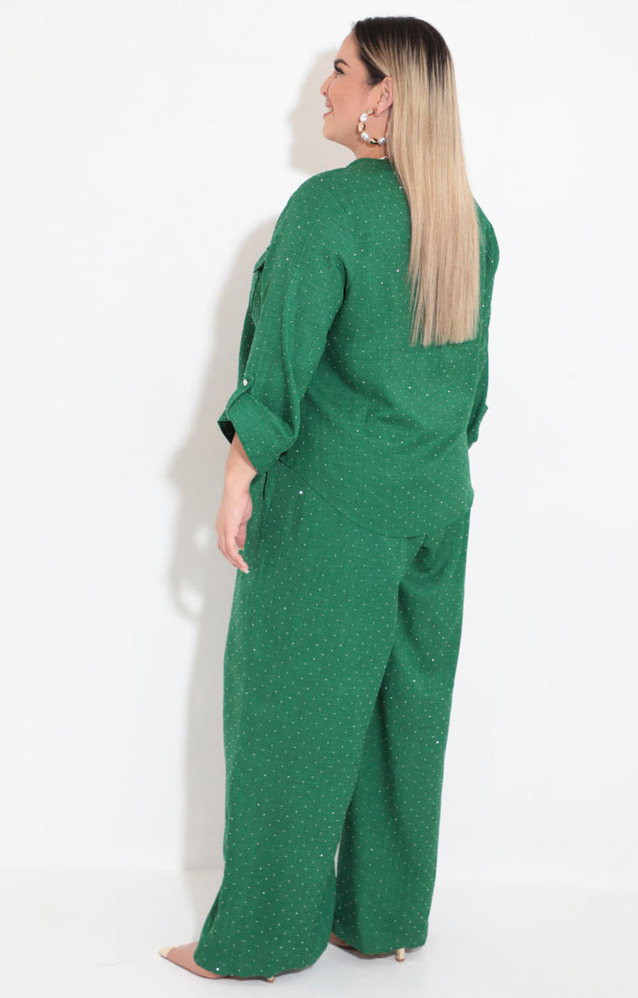 Conjunto verde con brillos - BLUSA Boutiquemirel 