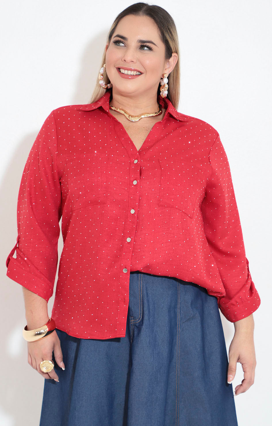Camisera roja con brillos - BLUSA Boutiquemirel 